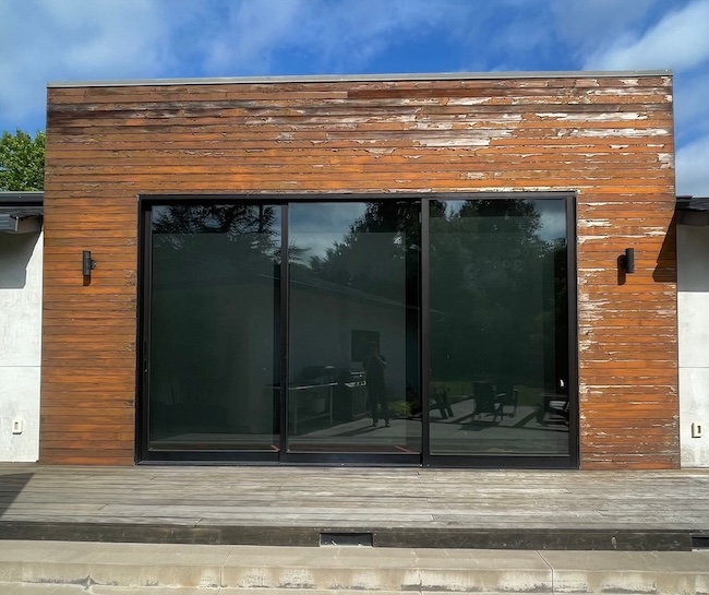 Weathered cedar wood siding in Saratoga, CA, before professional restoration