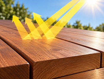 Sealed wood deck protected from UV exposure and sun damage