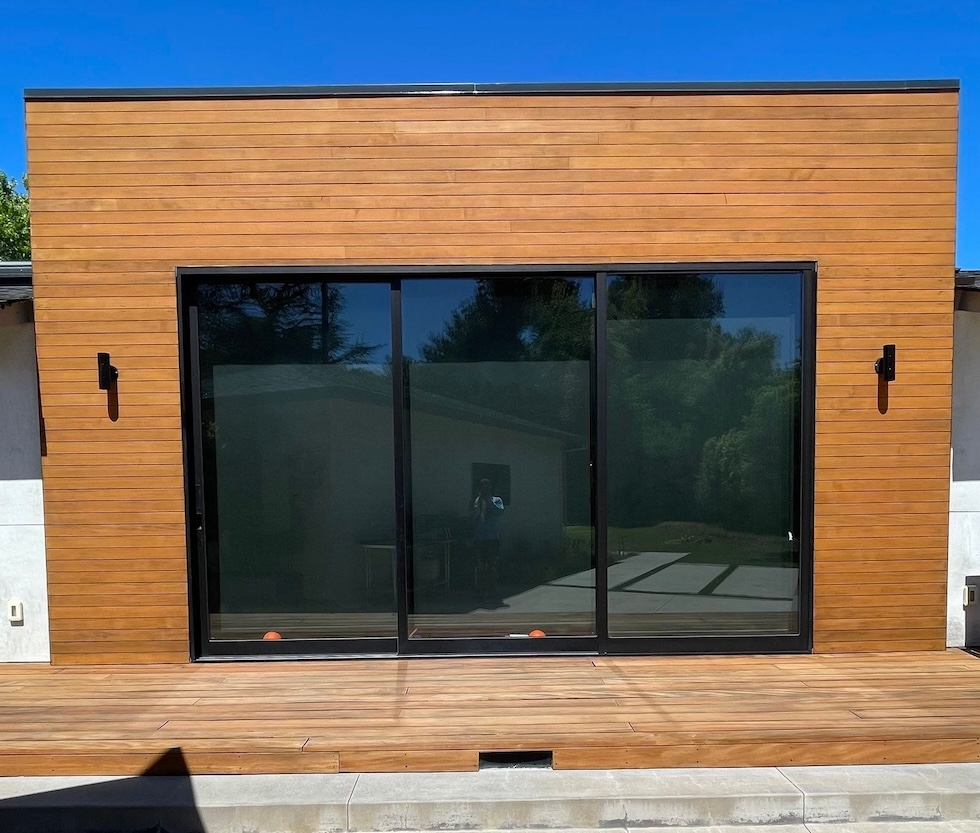 Restored cedar wood siding in Saratoga after professional cleaning, refinishing, and protective sealing