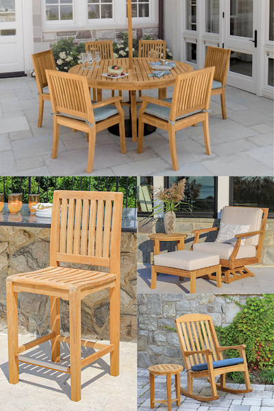Teak dining tables, chairs, and outdoor seating we refinish and seal for long-lasting protection
